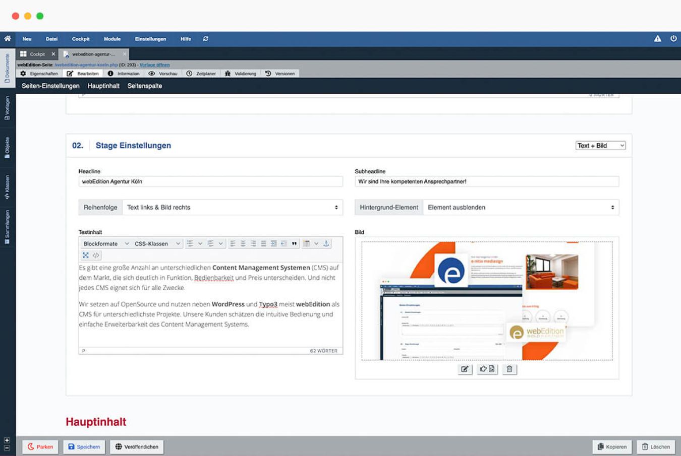 Screenshot webEdition Backend